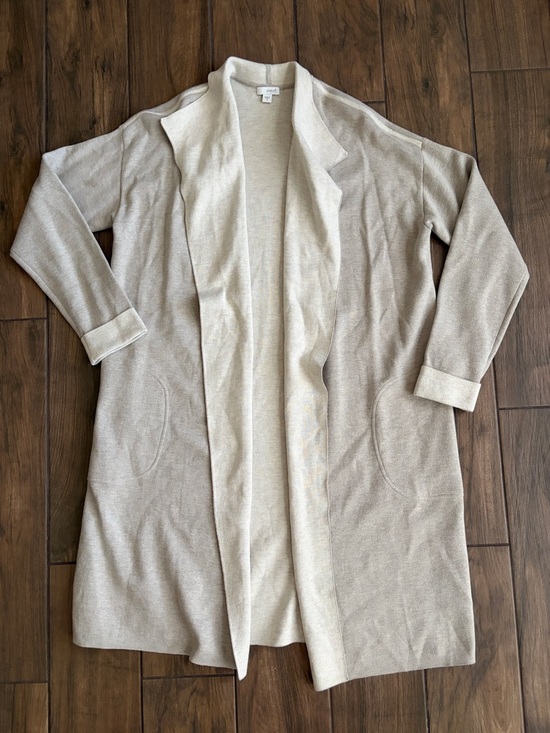 J. Jill Sweaters - Pure Jill Two-Tone Open-Front Long Cardigan - Cream & Tan